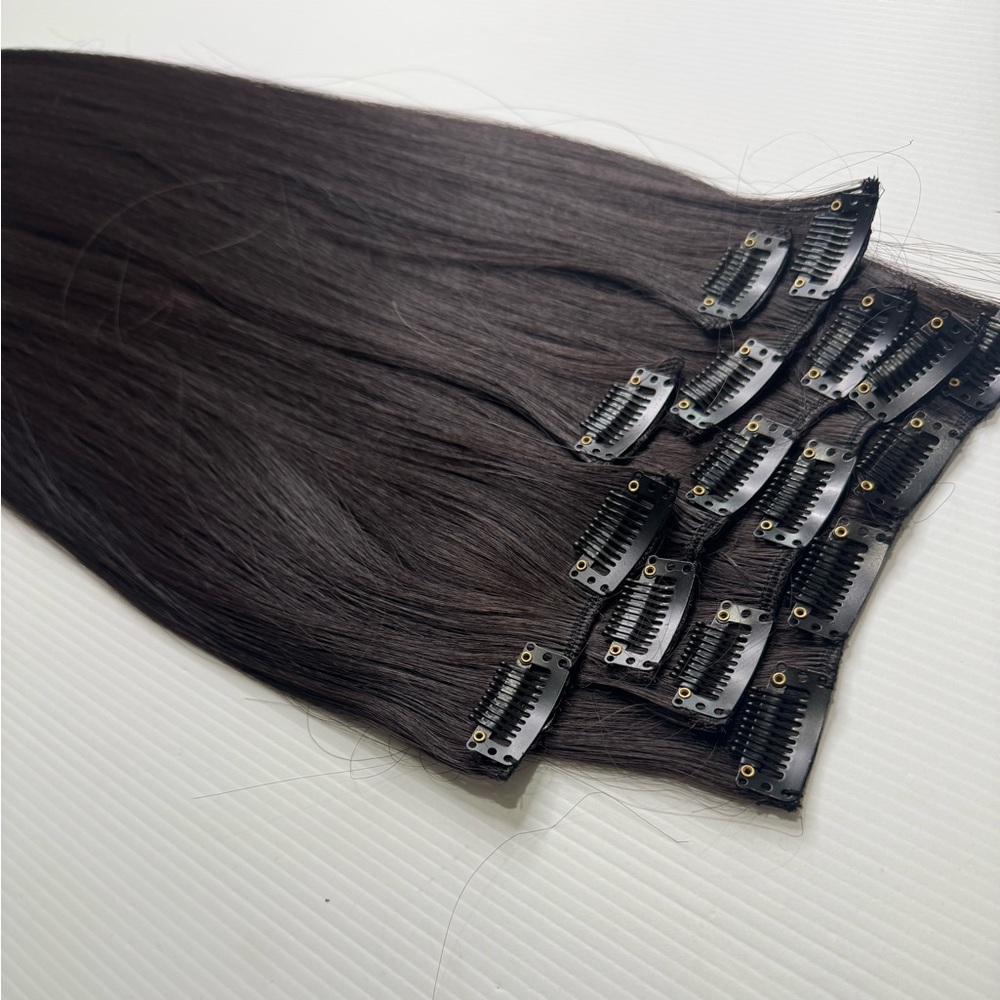 22” Human Hair Blend Clip-In Extensions Long Straight Soft, Full & Natural Look - Picture 9 of 9